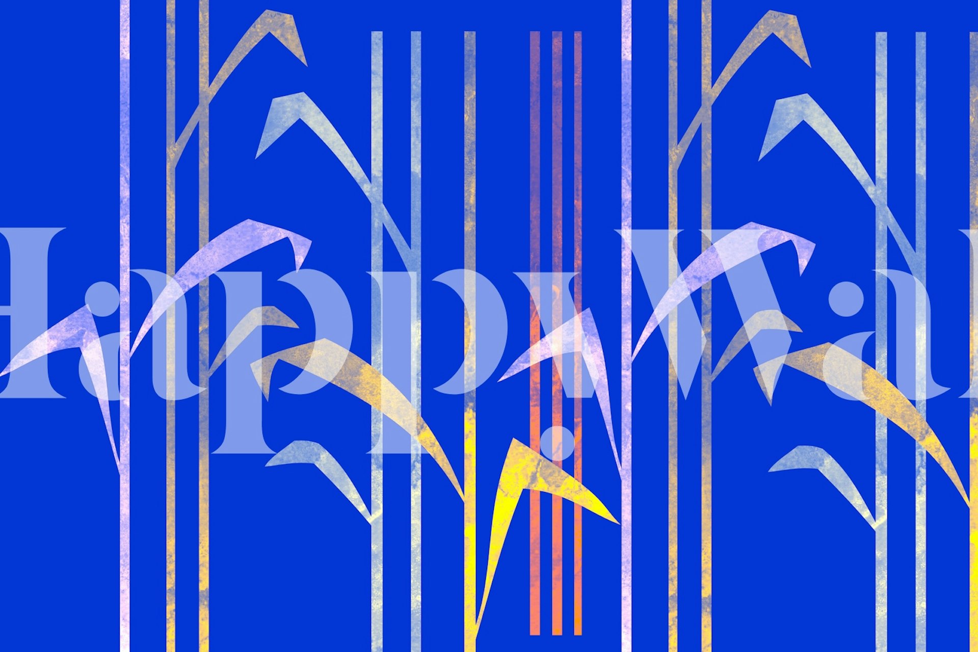 Vivid Mid-Century Meadow ταπετσαρία στο δωμάτιο