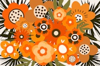 Groovy Mid-Century Abstract Floral Art wallpaper