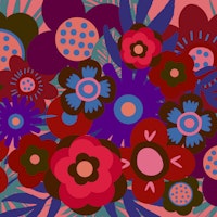 Vibrant Mid-Century Abstract Floral Art papel de parede