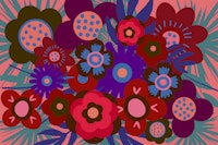 Vibrant Mid-Century Abstract Floral Art tapeta
