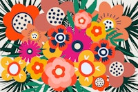 Mid-Century Abstract Floral Meadow Art papiers peint