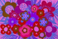 Neon Watercolor Mid-Century Abstract Meadow carta da parati