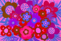 Neon Watercolor Mid-Century Abstract Meadow wallpaper