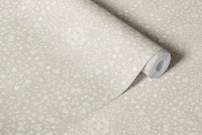 Floral love mandala warm gray patternwallpaper roll