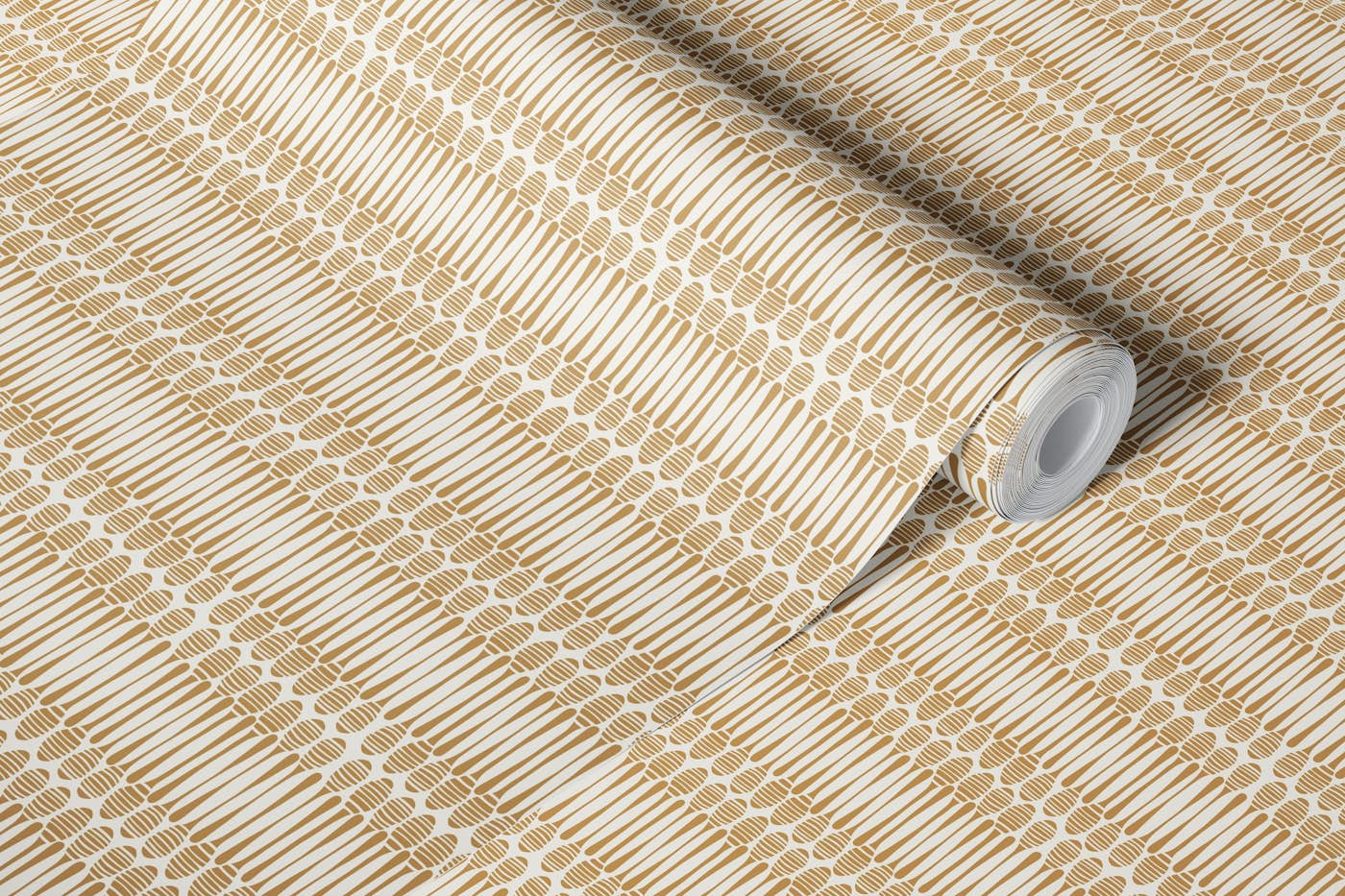 Honey Dippers Graphic Stripe in Honey Mustard wallpaper roll