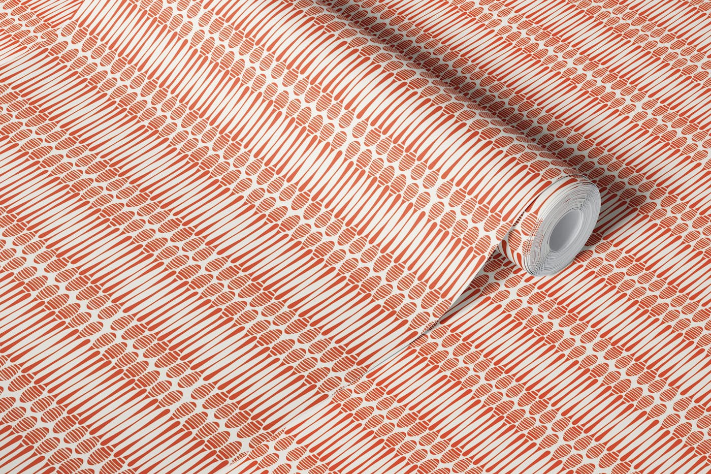 Honey Dippers Graphic Stripe in Koi orange wallpaper roll