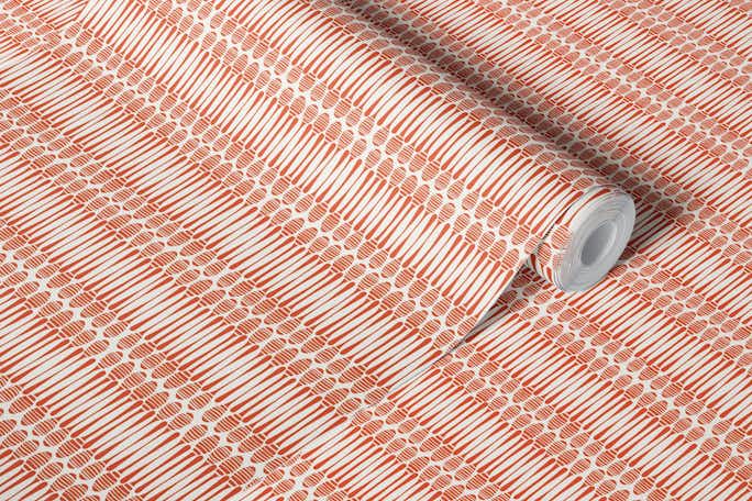 Honey Dippers Graphic Stripe in Koi orangewallpaper roll
