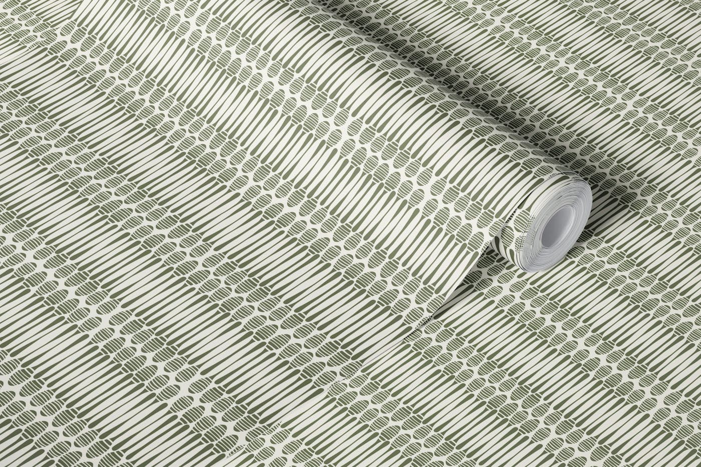 Honey Dippers Graphic Stripe in loden green wallpaper roll