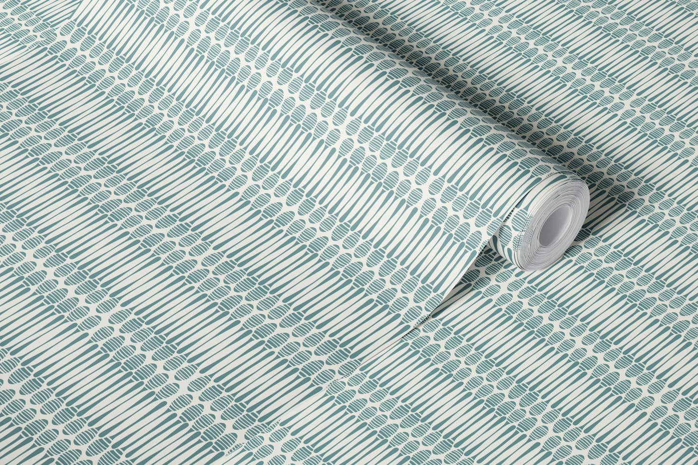 Honey Dippers Graphic Stripe in ocean blue wallpaper roll