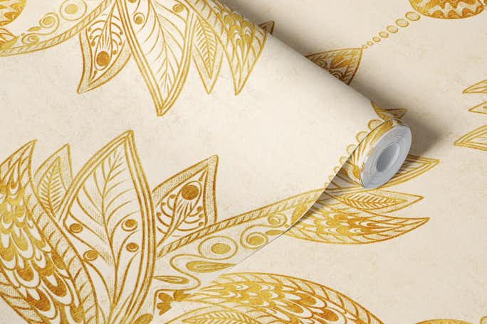 Gold Mandala Lotus Flowerwallpaper roll