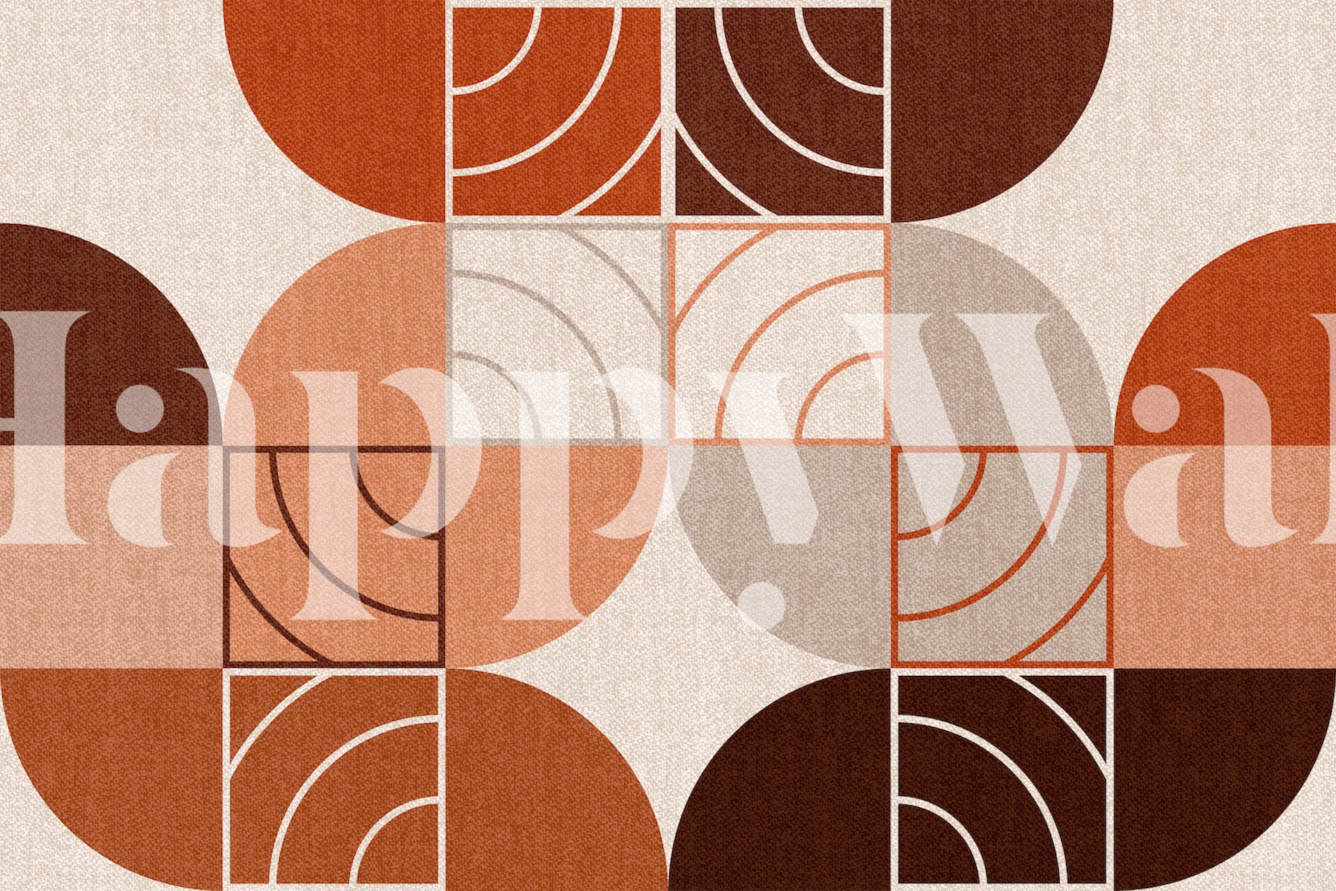 Geometric Bauhaus Warm wall mural with terracotta and burnt orange shapes