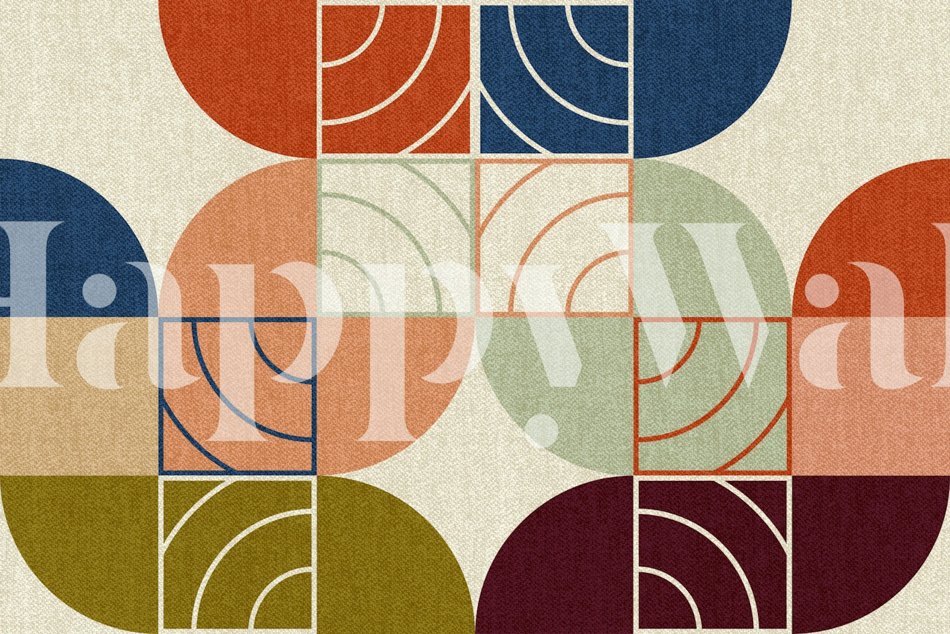 Fototapeta s geometrickými tvary ve stylu Art Deco a Bauhaus se zemitými tóny