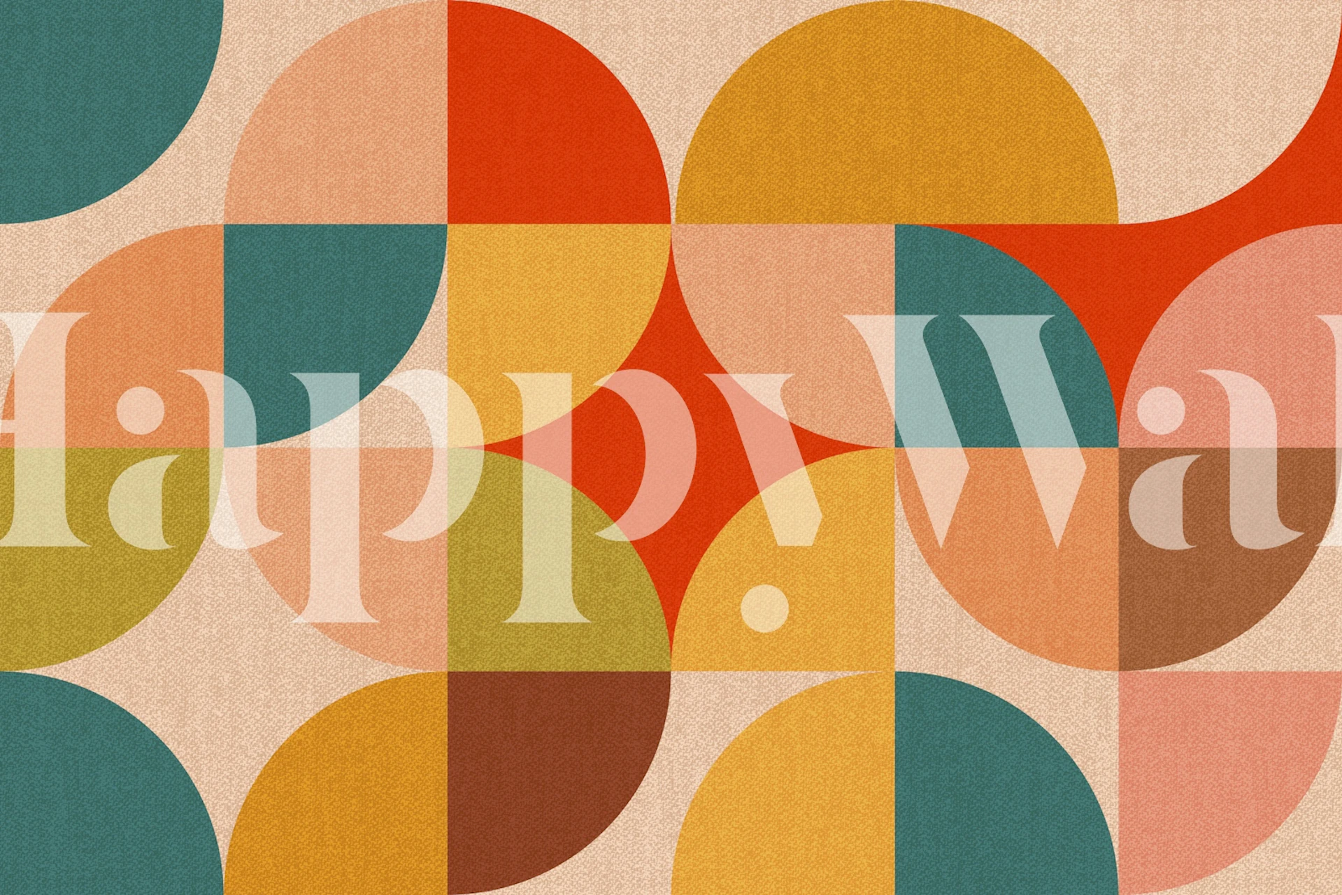 Geometric 50s mid-century abstract wallpaper in a room