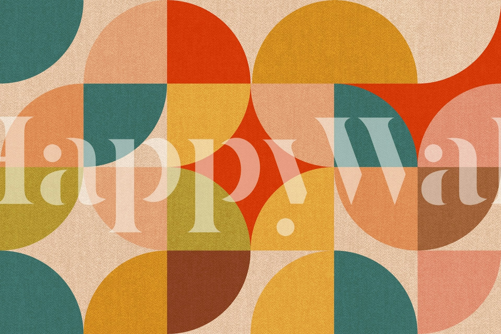 Geometric 50s mid-century abstract wallpaper in a room