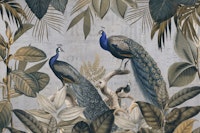 Majestic Jungle Peafowls Vintage Art behang