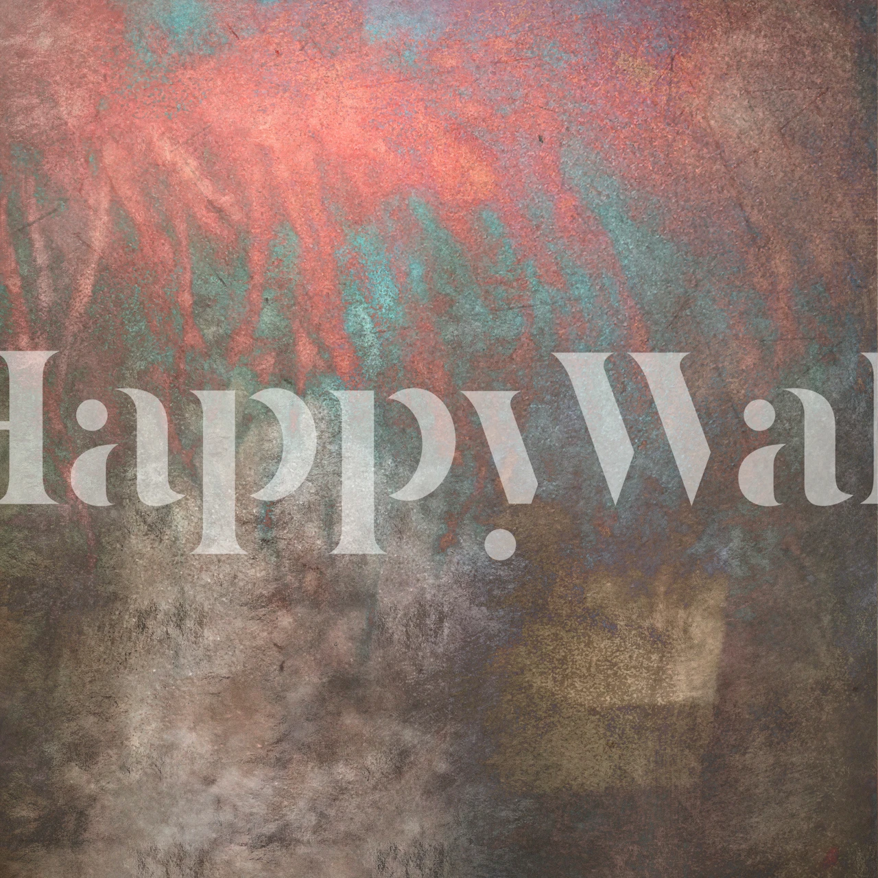 Abstract Mercury Glass wall mural with oxidized silver appearance and colorful patina