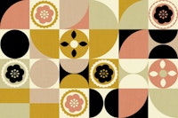 Golden Bauhaus Floral behang