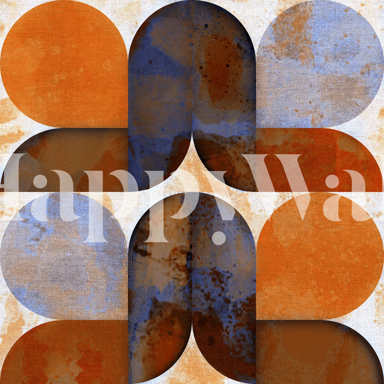 Vintage abstrakt design med överlappande halvcirklar i soluppgångsnyanser väggmålning