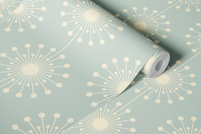 Midcentury Modern Dandelion in Soft Greenwallpaper roll
