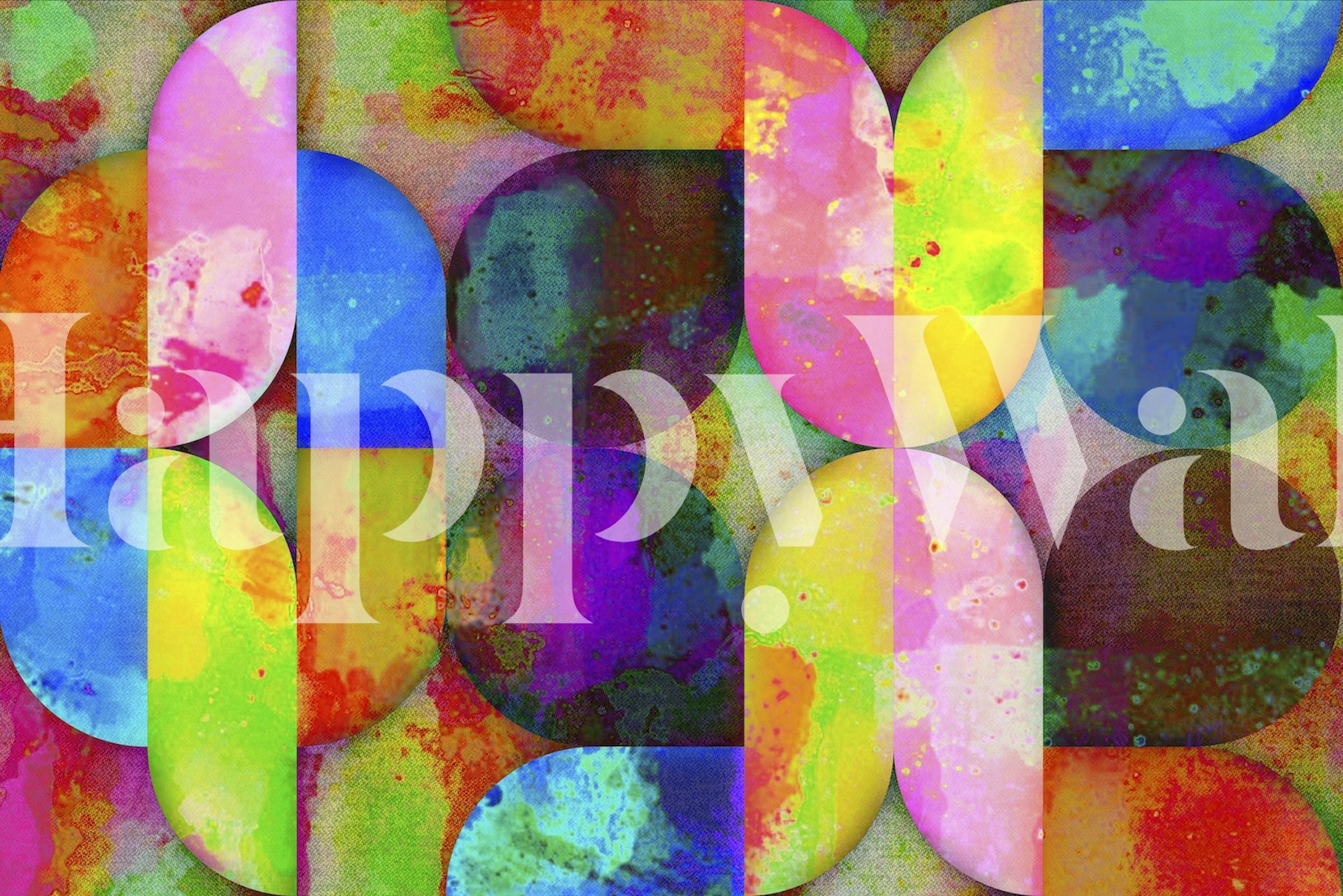 Colorful geometric watercolor shapes in vibrant hues wallpaper