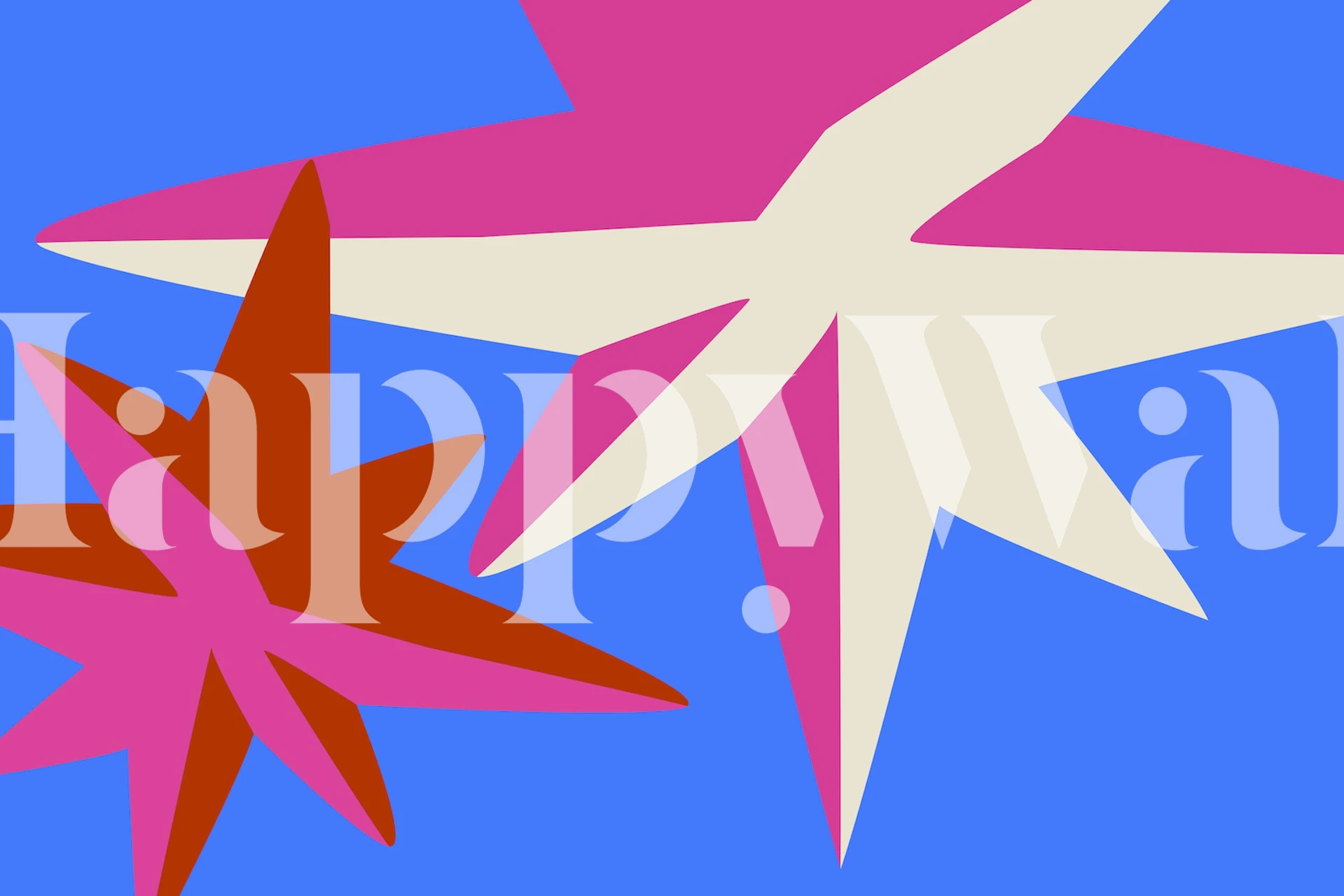 Colorful star pattern in pink and red on blue background wallpaper