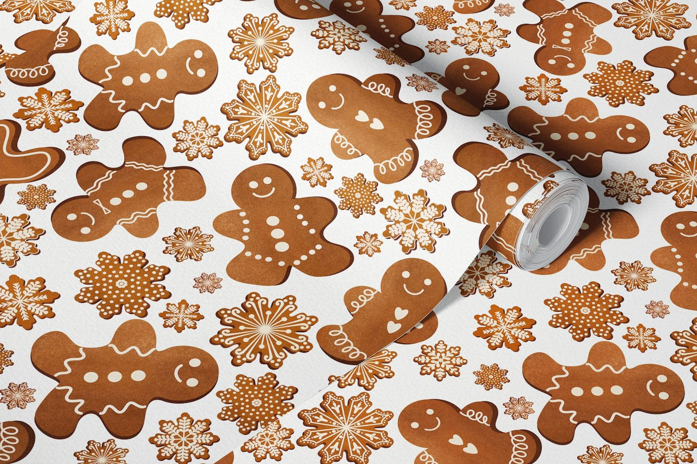 Christmas Gingerbread Cookies 1 on White wallpaper roll