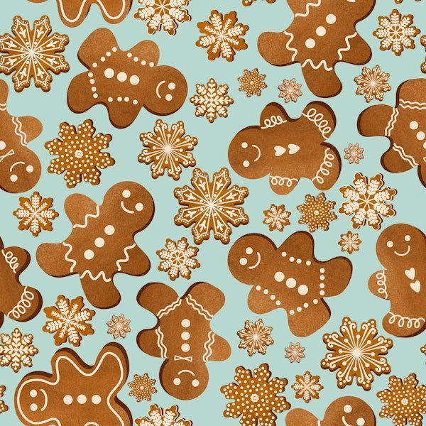 Christmas Gingerbread Cookies 1 on Light Blue