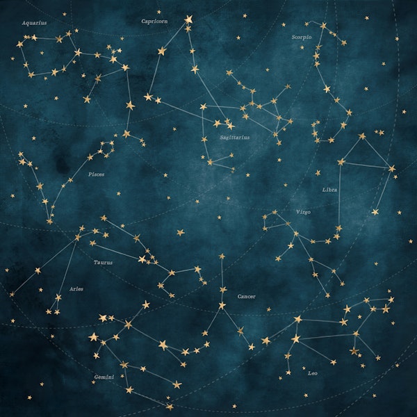 Star Map of Zodiac Constellations