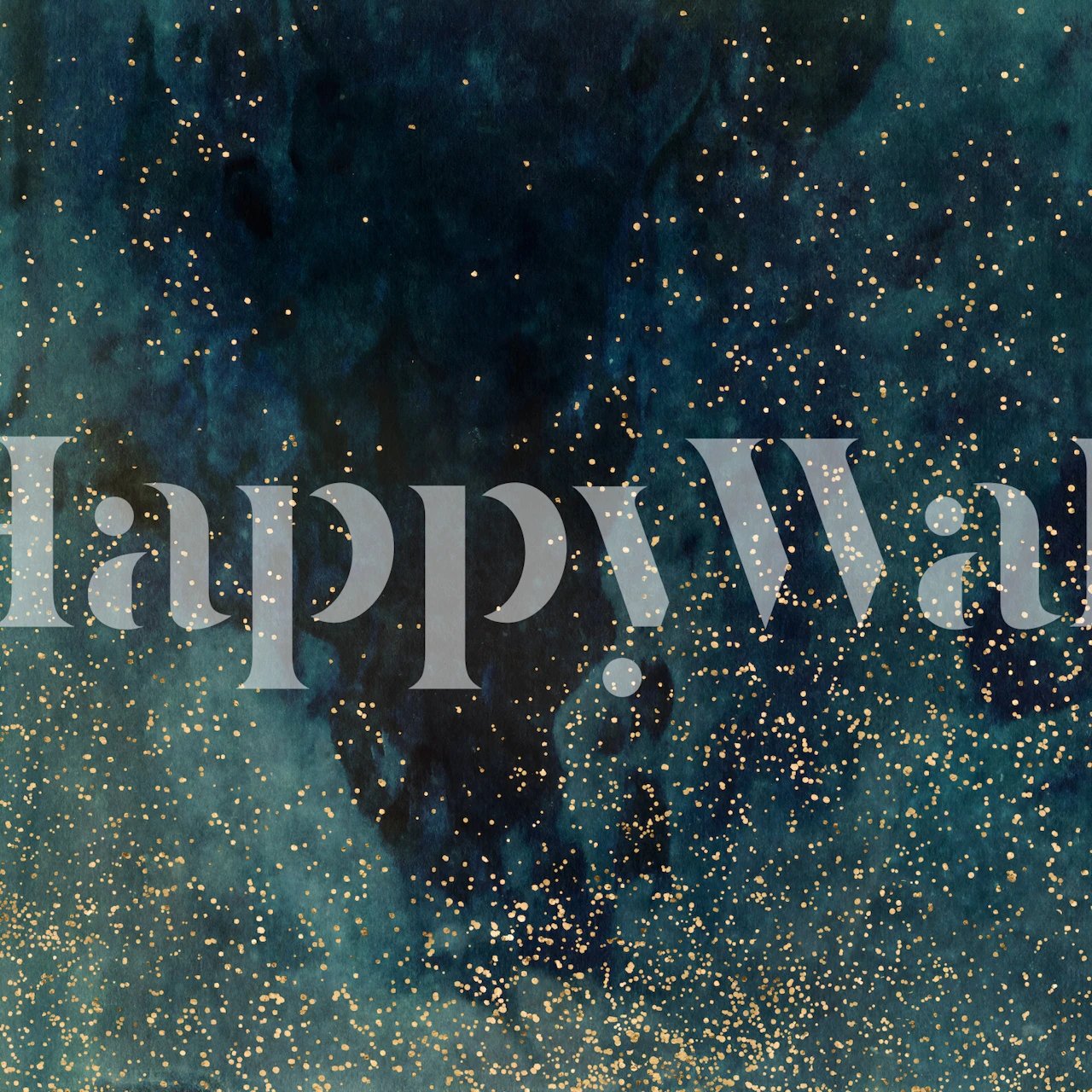 Dark galaxy wallpaper with gold stars and swirling blue colors