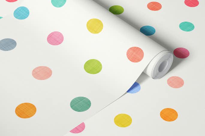 Pastel Rainbow Polka Dotswallpaper roll
