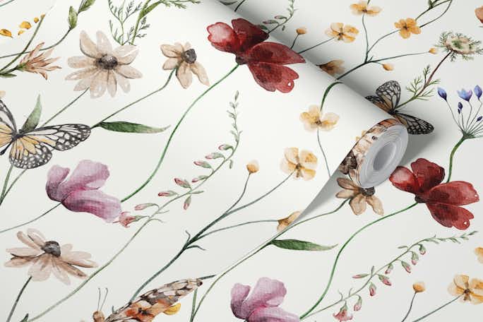 Enchanting Dried Wildflowers Meadowwallpaper roll