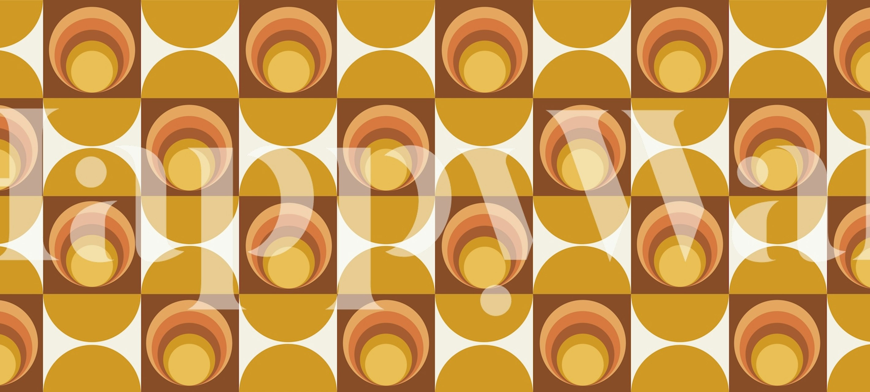 Geometric pattern with warm circles in orange, yellow, and brown colors wallpaper.