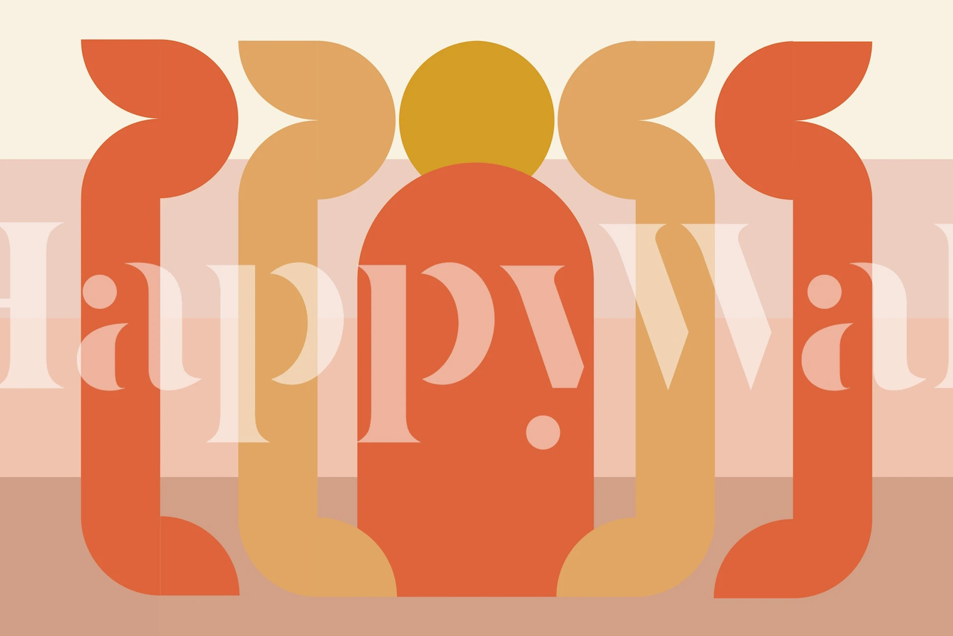 Design de papier peint Retro Sun Abstract dans une pièce