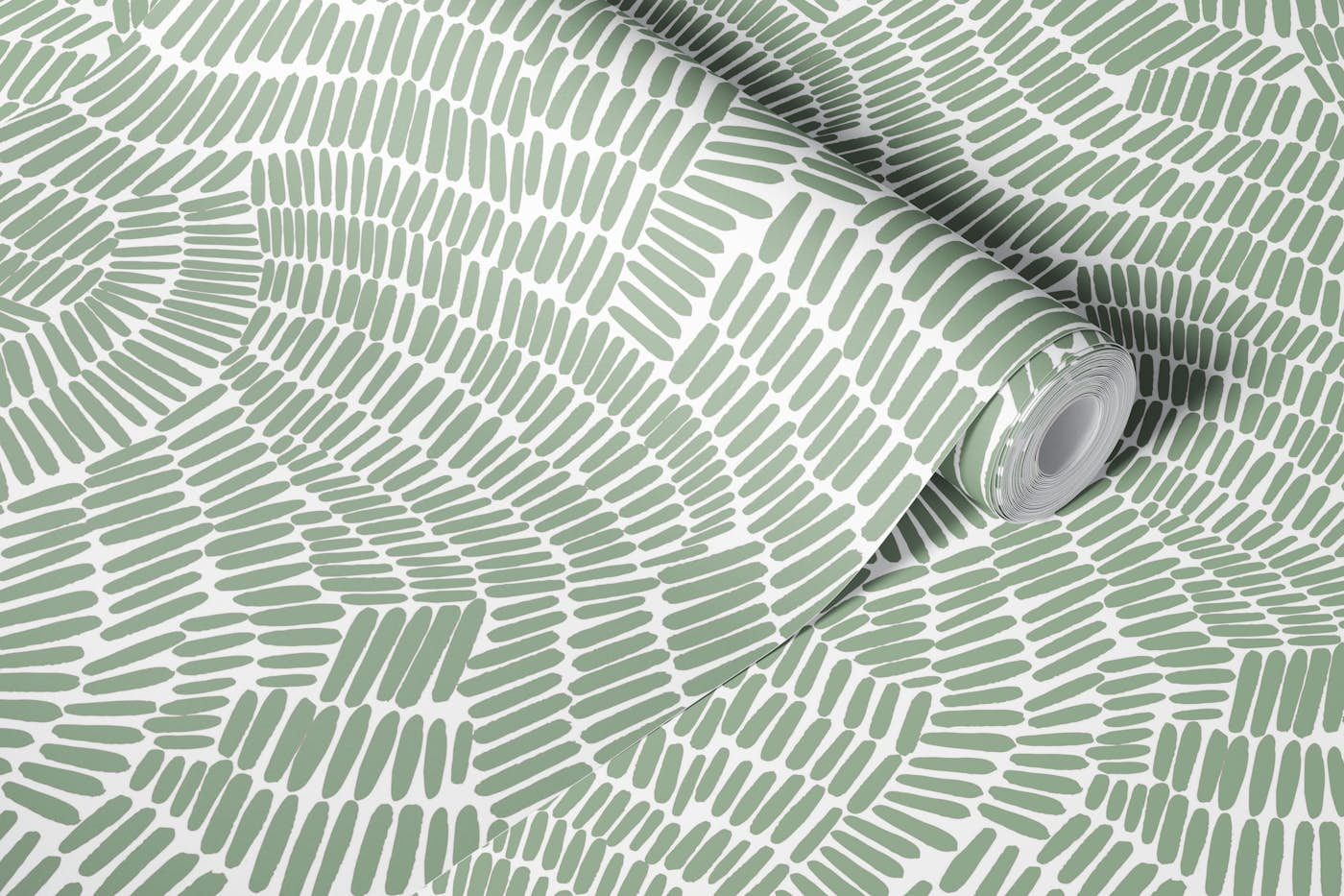 Lines work green wallpaper roll