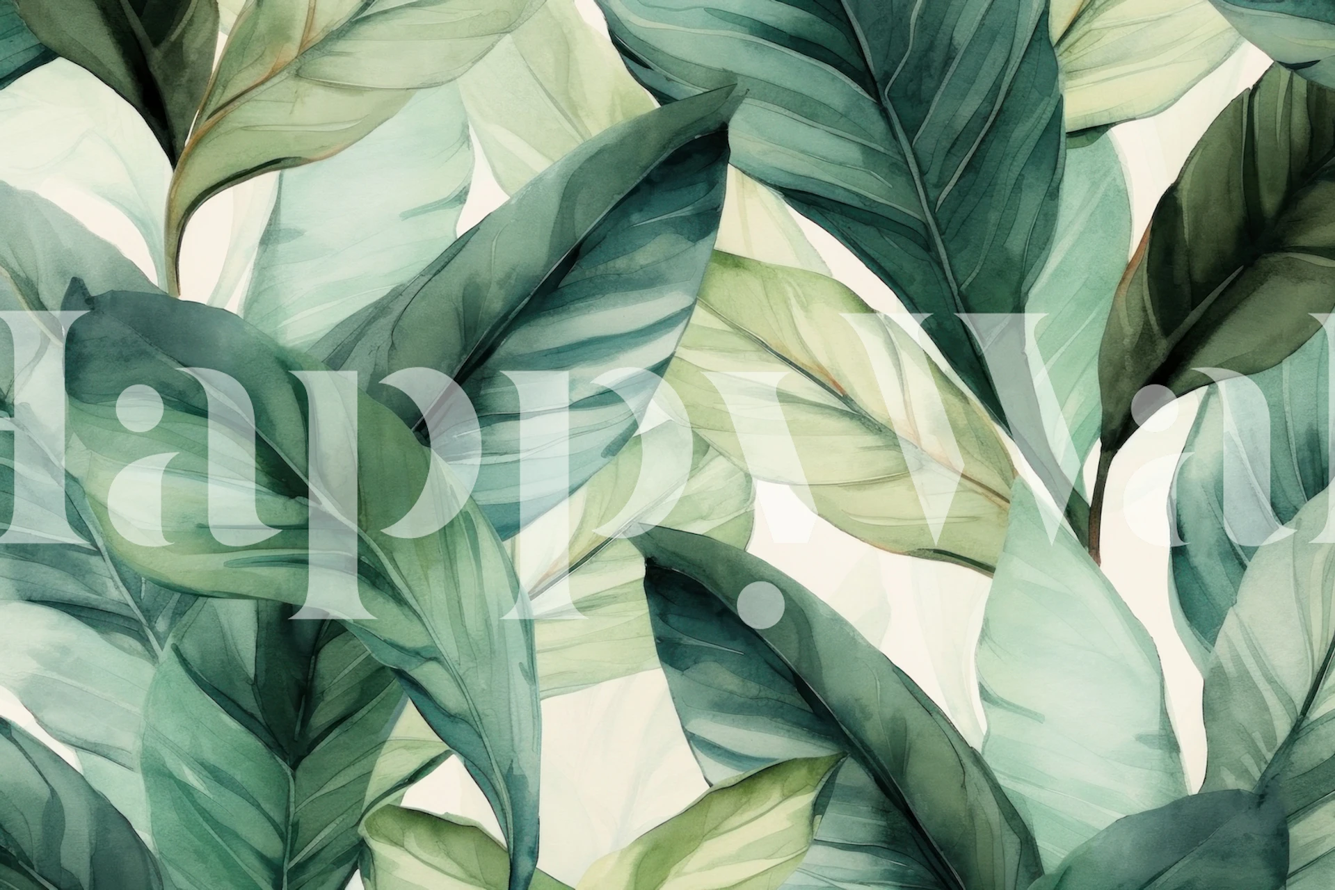 Abstract Watercolor Tropical Foliage tapet