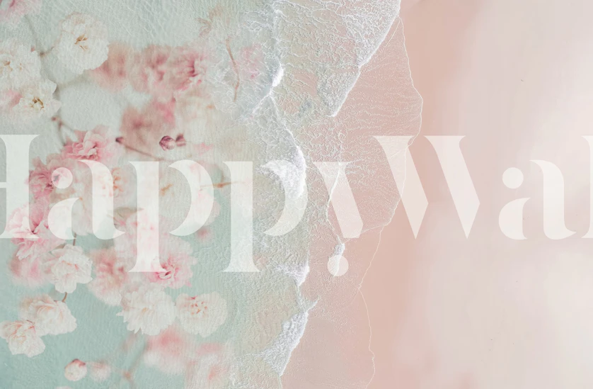 Ocean Flowers in Pink wallpaper in a room