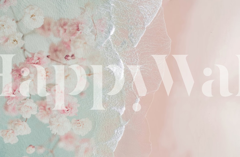 Ocean Flowers in Pink papel de parede em um quarto