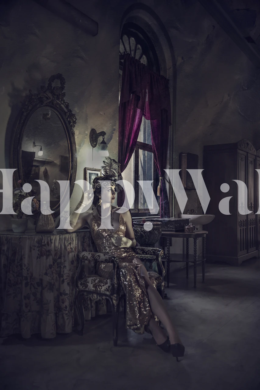 Vintage floral wallpaper in soft pastel colors with intricate patterns