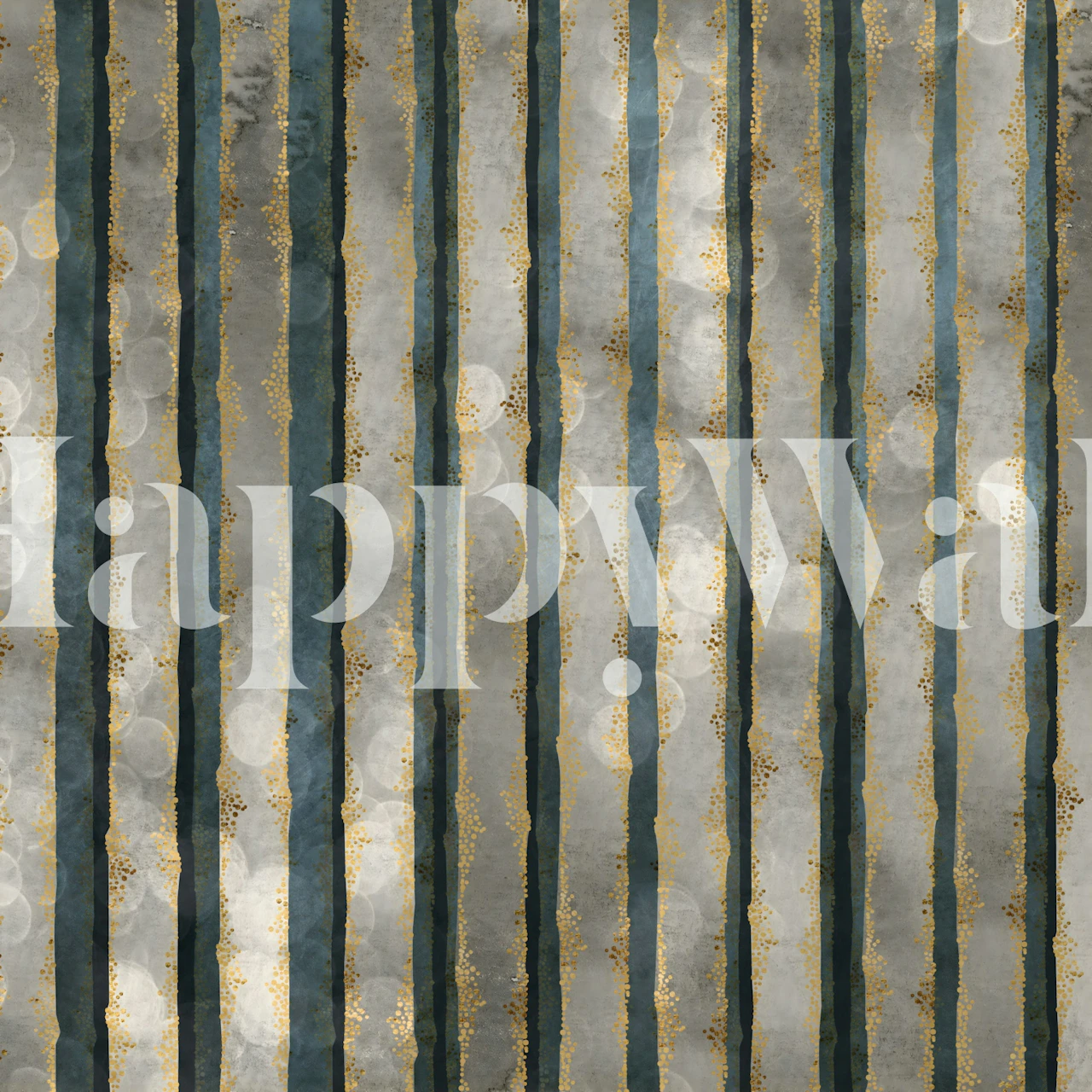 Vertical blue stripes with gold accents on a grey background wallpaper