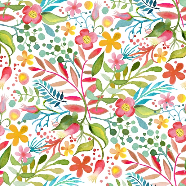 in the summer garden watercolor