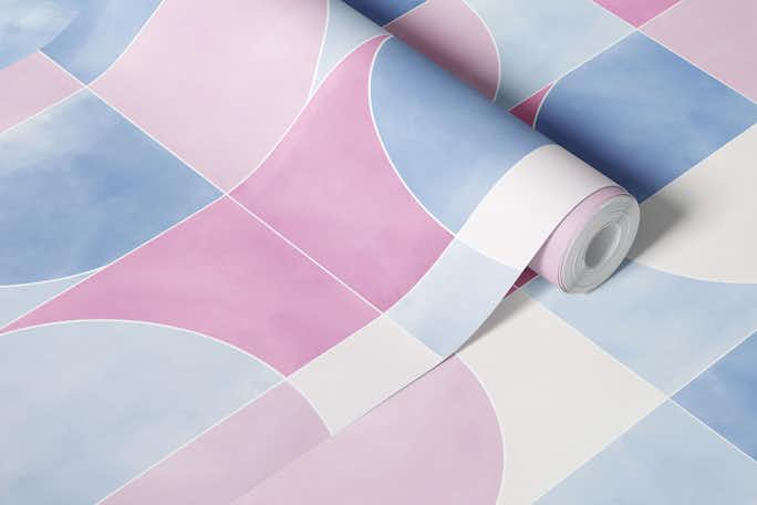 Color Washed Geo Tiles Cotton Candywallpaper roll