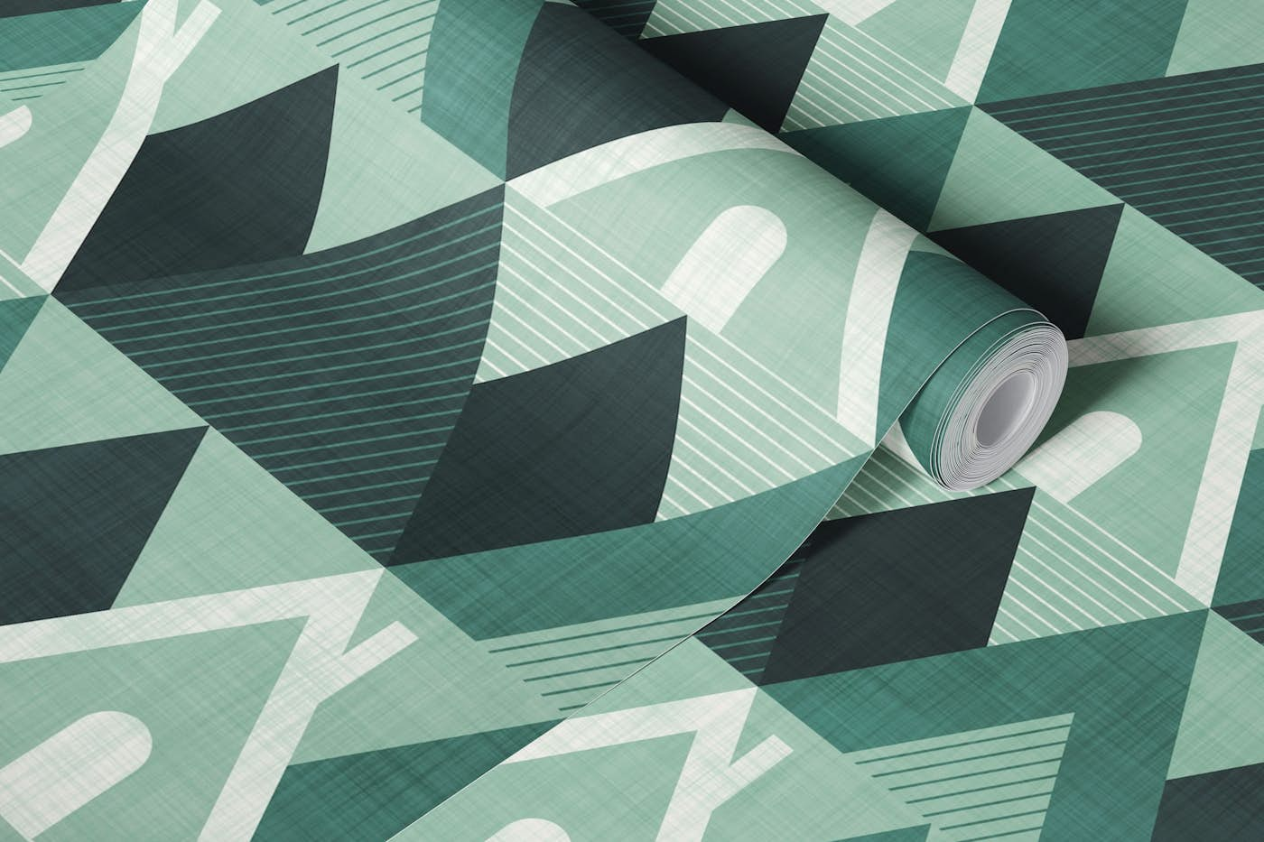 Cozy Cabin Vintage Geometric Green wallpaper roll