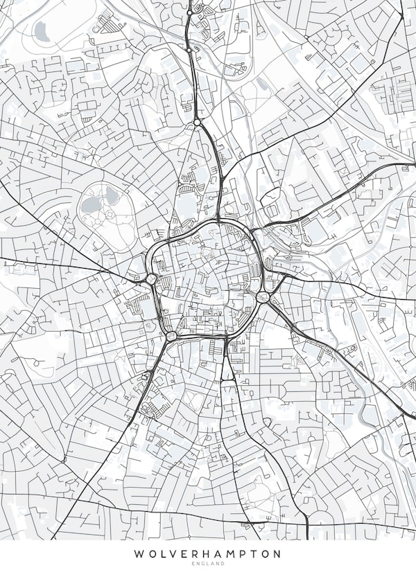 Map of Wolverhampton downtown
