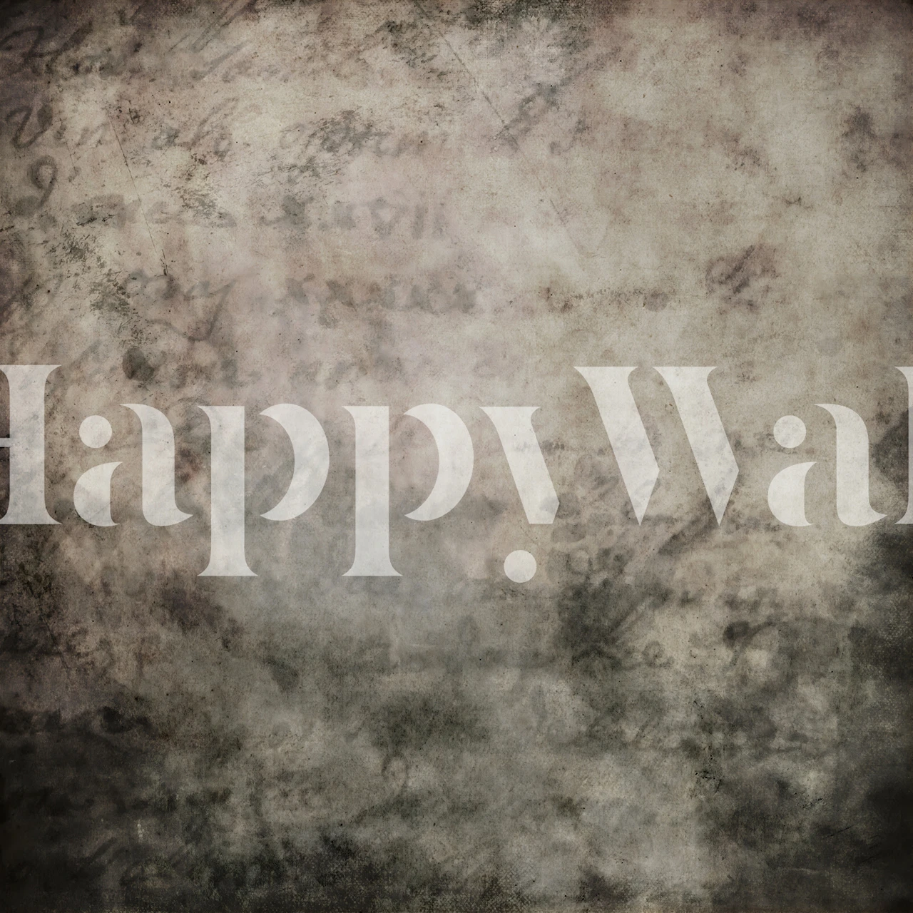 Vintage textured wallpaper with script patterns in muted colors