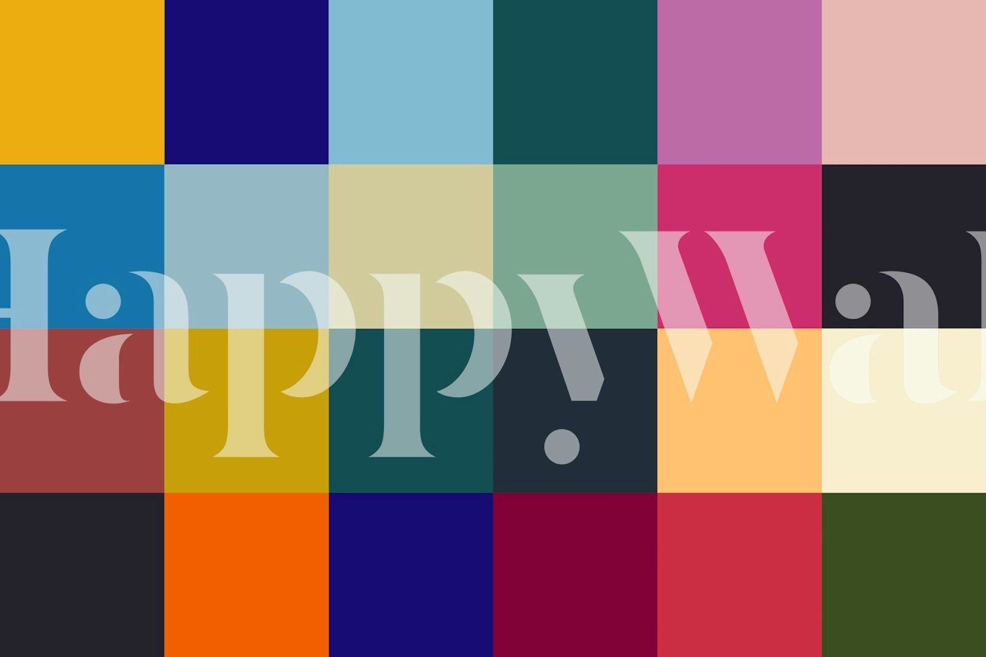 Papel pintado colorido Happy Squares en una habitación