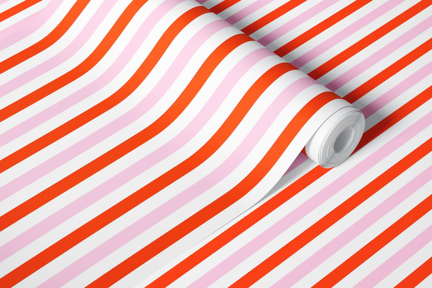 Red and pink vertical stripes wallpaper roll