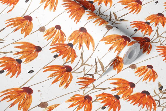 Orange Conflowerswallpaper roll