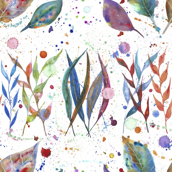 Rainbow watercolor foliage