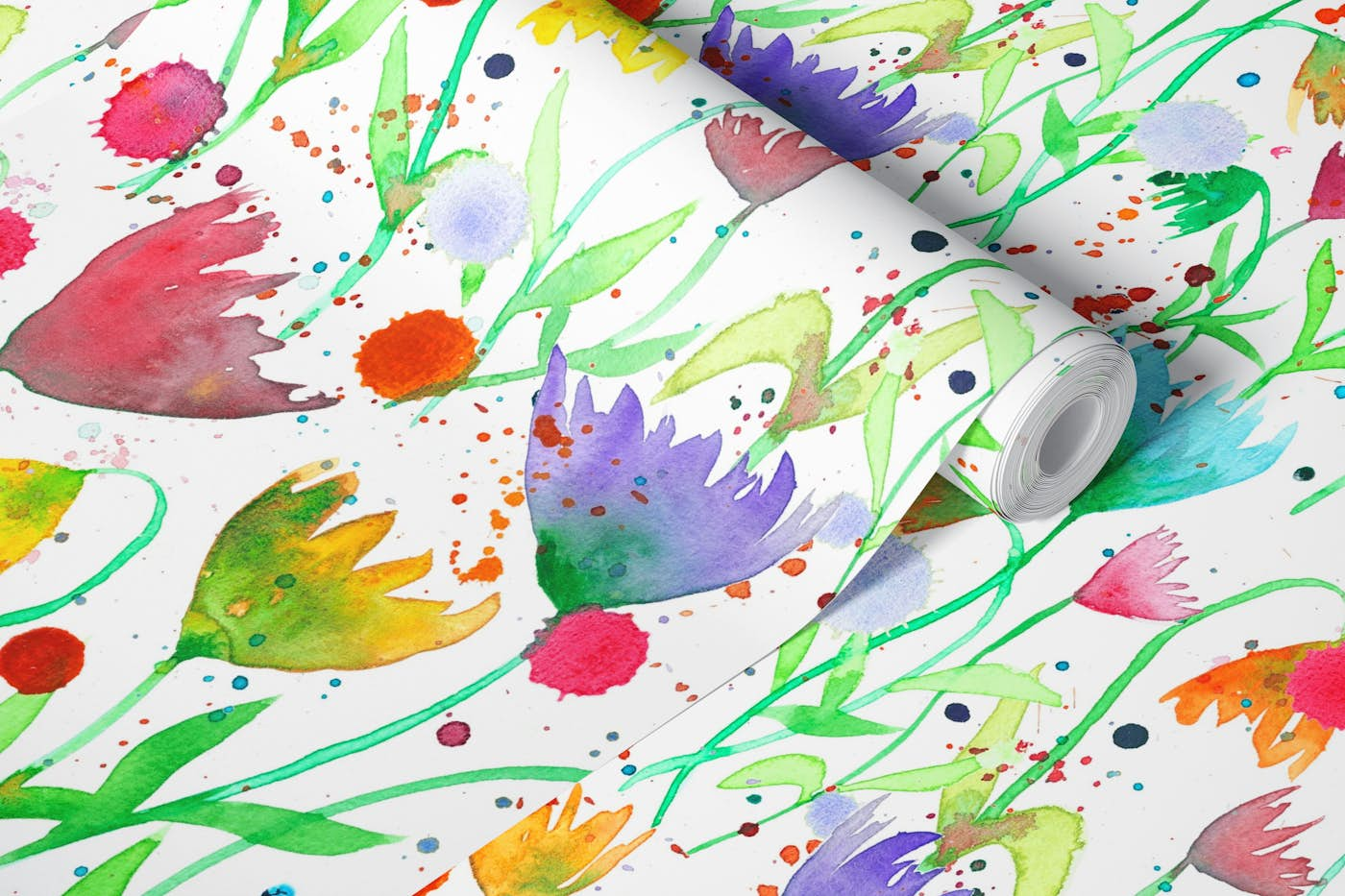 Vibrant Watercolor Garden wallpaper roll