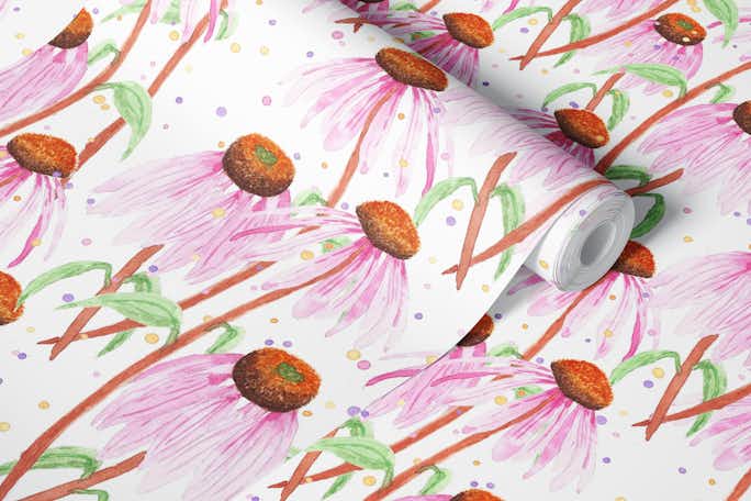 Pink Conflowerswallpaper roll